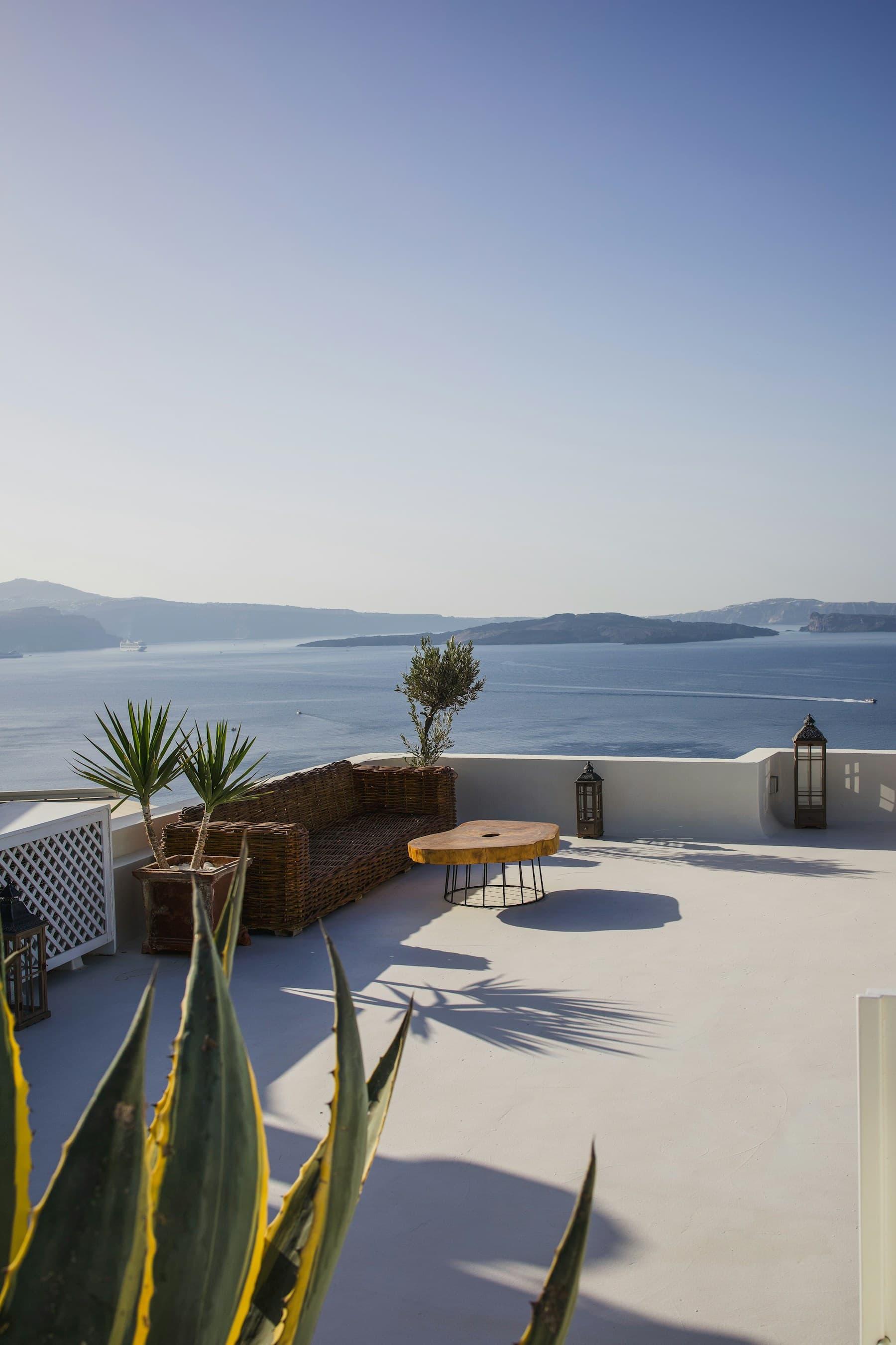 White coastal balcony overlooking the ocean